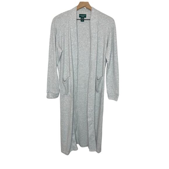 HAMMACHER SCHLEMMER Women's SIZE Med Longline Ribbed Cozy Cardigan Sweater Grey - Picture 1 of 12